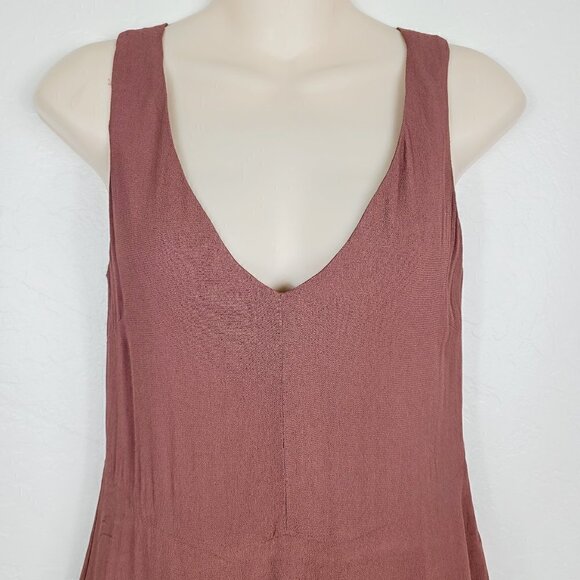 Little Moon Aritzia Tank Dress Size 0 Brown Lined V-Neck Sleeveless Mini - Picture 2 of 5